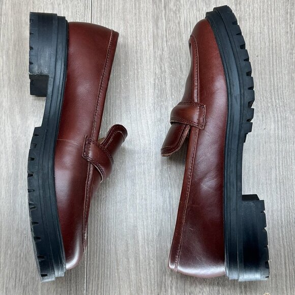 Madewell The Bradley Chunky Lugsole Loafer Women Sz 8 Leather Chunky Cherry Wood - Picture 12 of 13